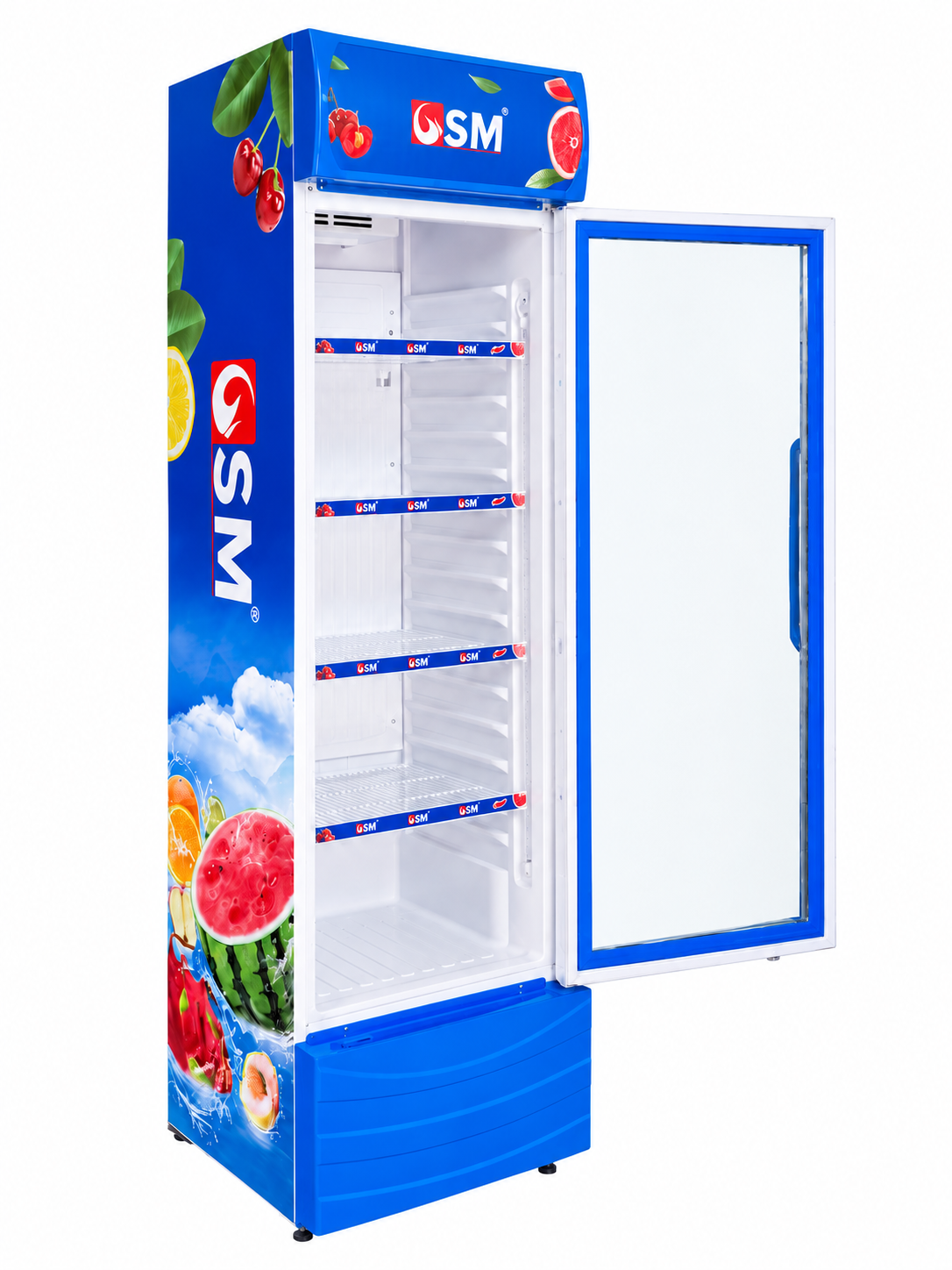 Réfrigérateur vitré GSM SMV-035D avec la porte ouverte